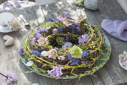 Spring wreath made of betula (birch) and salix (willow) twigs