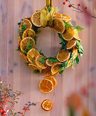 Door wreath of orange slices of various branches