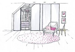 Illustration of a classic built-in wardrobe