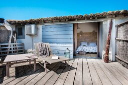 Rustic terrace outside Mediterranean holiday cottage
