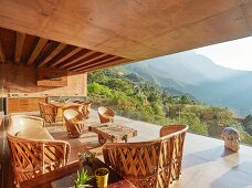 Modern loggia of architect-designed house with panoramic view
