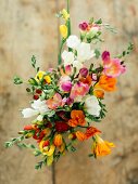 Bouquet of colourful freesias