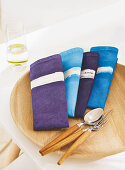 Batik napkins in blue and purple