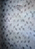 Rain shower in the bathroom with 3D tile pattern