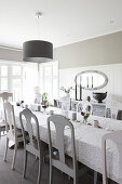 Scandinavian-style dining room in shades of grey