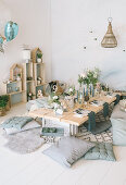 Scandinavian-style indoor picnic