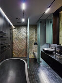 Designer bathroom in dark shades