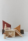 Abstract nativity scene made from wood remnants