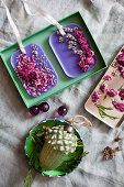 Handmade scented wax and dried flowers