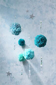 Handmade Christmas decorations with pompoms
