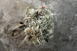 Bouquet of baby's breath and dried barley ears