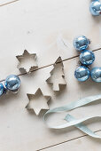 Blue baubles and pastry cutters