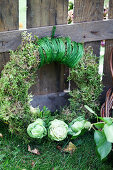 Moss wreath with Brussels sprouts
