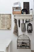 Collection of antique kitchen utensils as Shabby Chic decoration