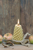 Honey candles with apples from the meadow orchard