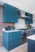 Blue kitchen cabinets in Shaker style
