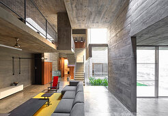 Seating area on the ground floor in a concrete house