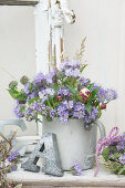 Meadow flower bouquet made from bee willow (phacelia) and grasses