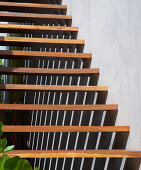 Wooden stairs to the roof terrace