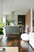 Open living area with kitchen, Hamburg, Germany