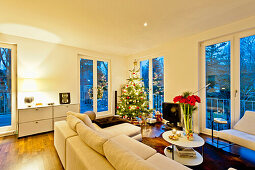 Modern flat with christmas tree, Hamburg, Germany