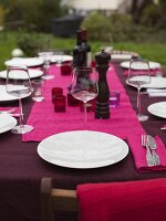 Gedeckter Tisch für ein spätsommerliches Gartenfest