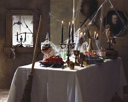 Table laid for witch's party