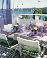 Laid table on balcony (summer)