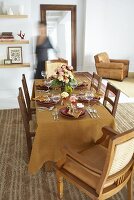 Laid table in dining room