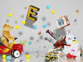 Artistic room decoration with toys and balls