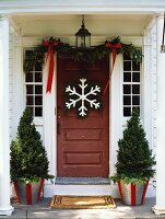 House door decorated for Christmas
