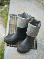 Rubber boots on doorstep