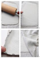 Hand-crafting a plate using modelling clay and linen cloth
