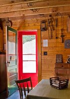 A kitchen of an Adirondacks cabin