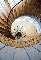 View down a spiral staircase