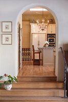 Wooden steps leading to kitchen; Santa Fe; New Mexico; USA