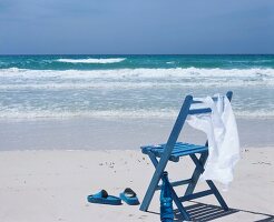 Blue chair on beach