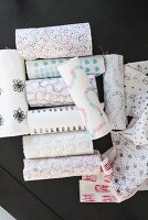 Homemade printed fabrics with various geometric patterns