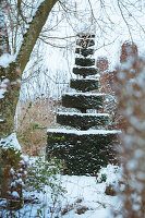 Topiary tree in the snow