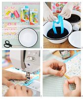 Decorating linen napkins with hand-dyed lace trim