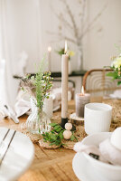 An Easter table decoratied in natural colours