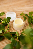 Handmade, natural lip balm with peppermint essential oil
