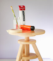 Wooden stool and acrylic paint