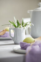 Easter table with snowdrops