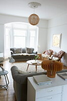 Open plan living room in Broadstairs home, Kent, England, UK