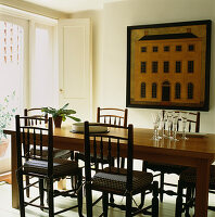Dining room with wooden table and chairs