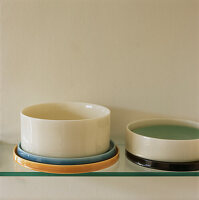 Ceramic home ware on a shelf