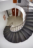 Spiral staircase with metal balustrade