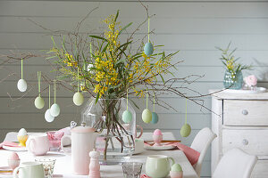 Easter table setting in pastel shades