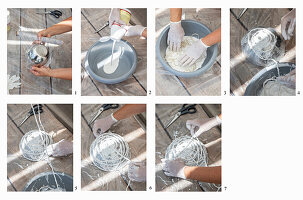 Instructions for homemade bowls made of string